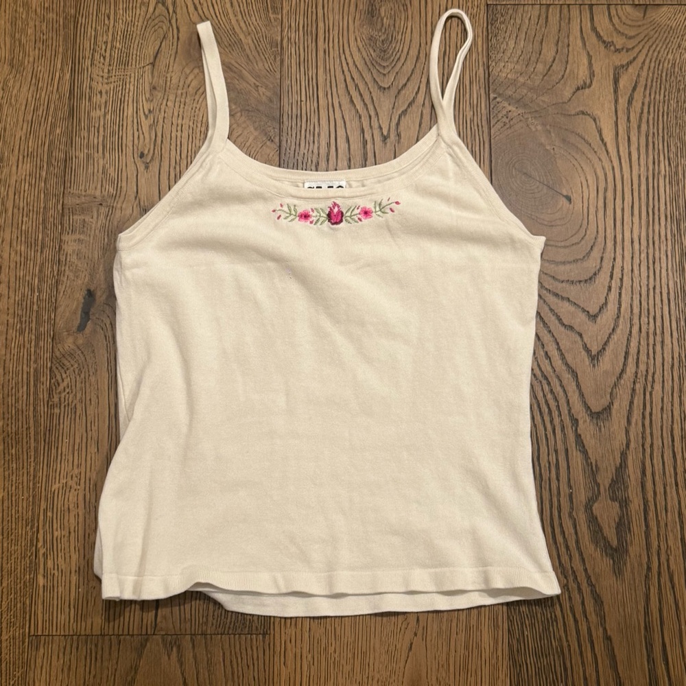 Clio Embroidered Silk Tank Top